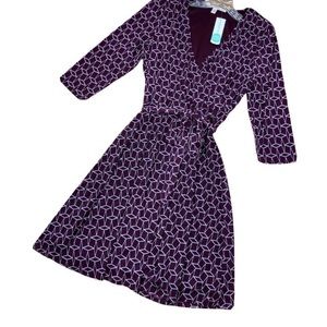 Stitch Fix 41 Hawthorn Renesme Faux Wrap knee length work Dress XL Dk Purple